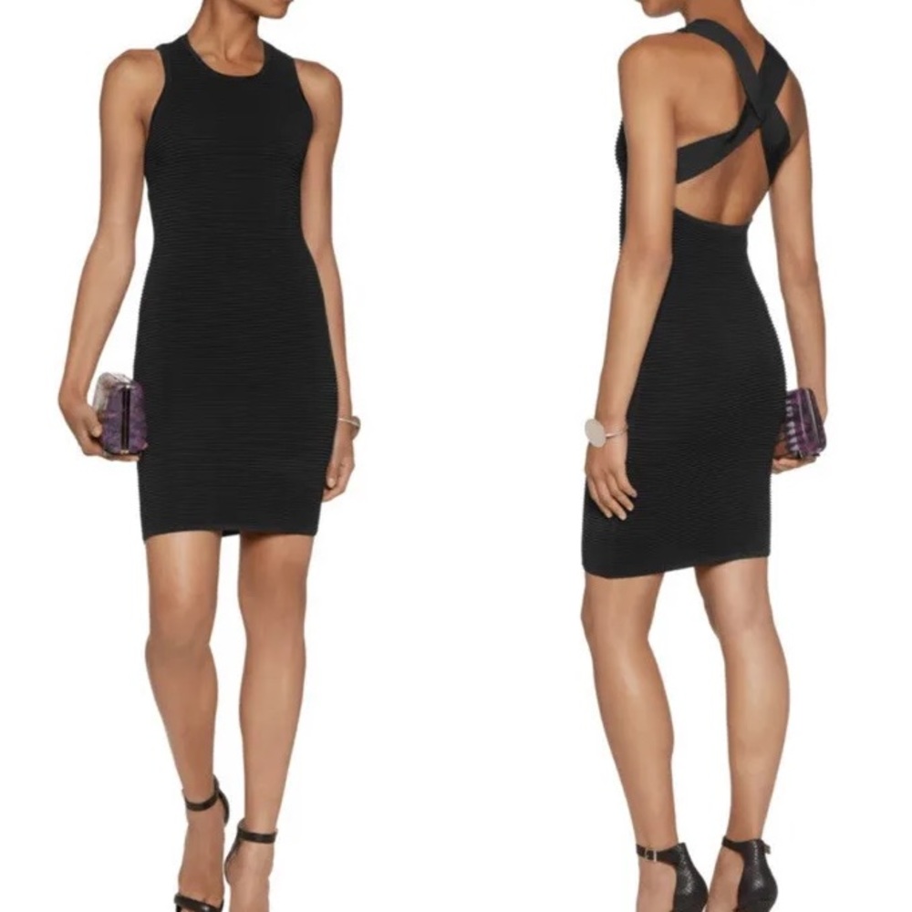 JONATHAN SIMKHAI Black Ribbed Bodycon Dress XS 0 2